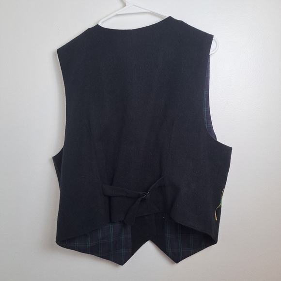 Karen Scott Black Embroidered Christmas Santa Bells Presents Stockings Vest Sz L - Picture 2 of 6